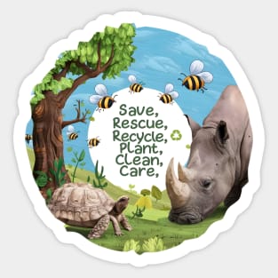 Save Bees Rescue Animals Recycle Plastic Earth Day Sticker